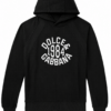 Black Relaxed Fit Pullover Hoodie with Circular Graphic Print