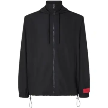 Black Hooded Zip-Up Lightweight Jacket