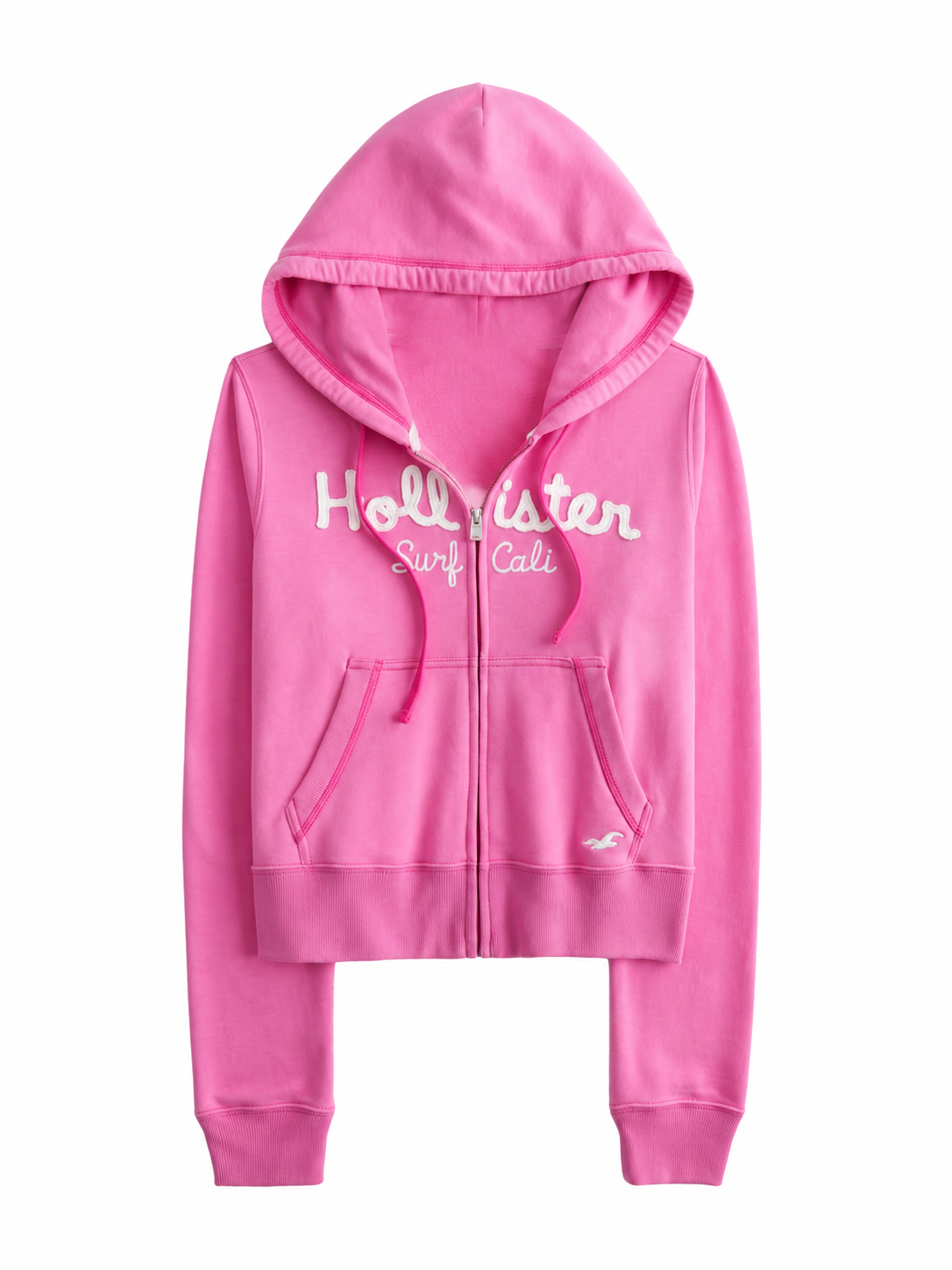 Pink Full-Zip Hoodie with Kangaroo Pockets