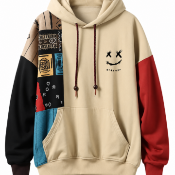 Color-Block Graphic Oversized Hoodie