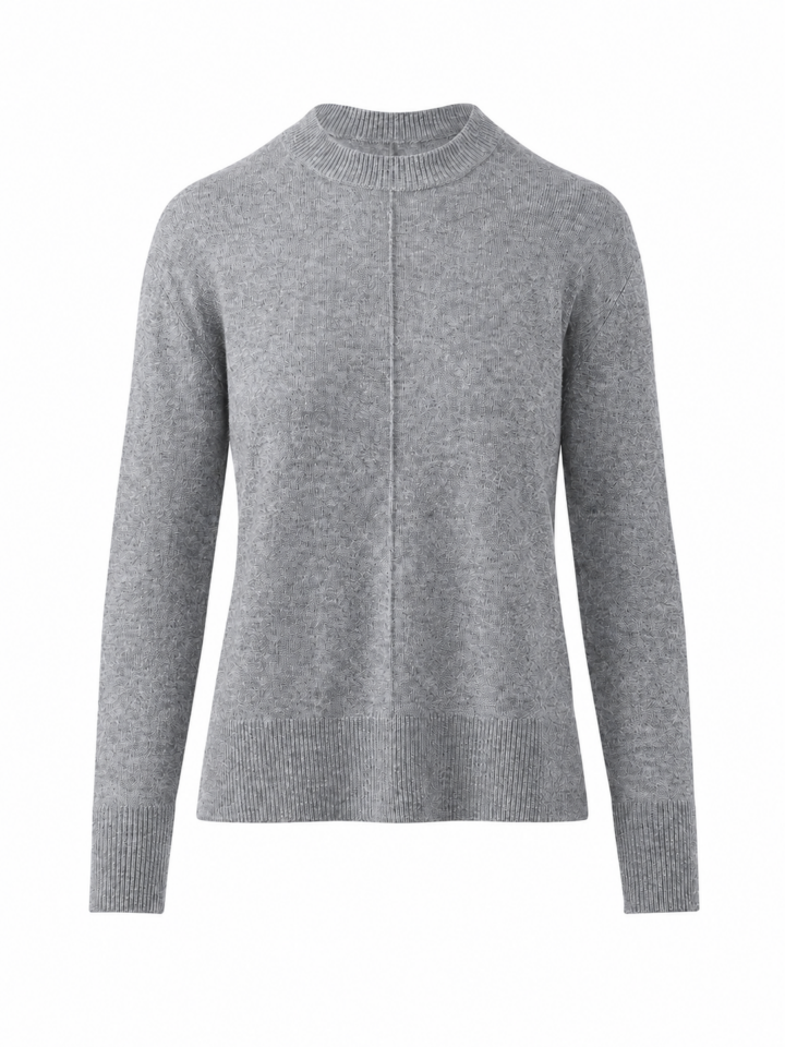 Heather Grey Mock Neck Long-Sleeve Knit Sweater