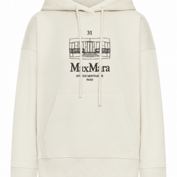 Off-White Graphic Print Hooded Sweatshirt with Kangaroo Pocket