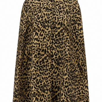 Longline Leopard Print Cape Coat with Button Front and Pointed Collar