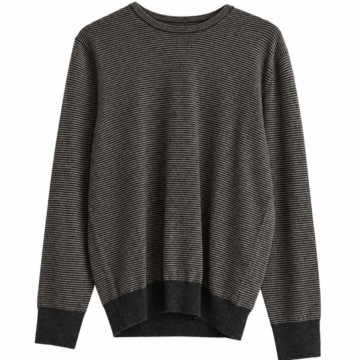 Charcoal Grey Striped Crew Neck Sweater