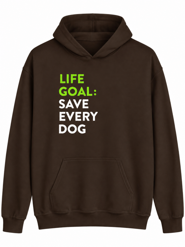 Dark Brown Pullover Hoodie with Chest Text Print