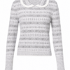 Light Grey Jacquard Knit Long-Sleeve Top