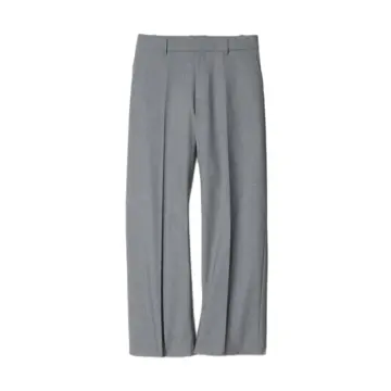 Grey Wide-Leg Trousers with Front Crease