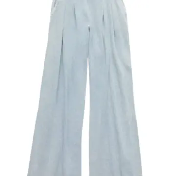 Light Blue Wide-Leg Pants with Elastic Waist