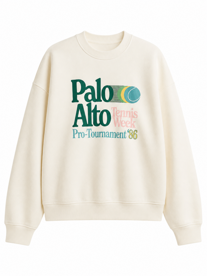 Cream Oversized Crewneck Graphic Sweatshirt