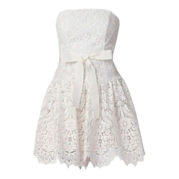 White Strapless Lace Mini Dress