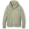 Light Olive Green Full-Zip Hoodie with Drawstring Hood