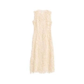 Cream Sleeveless Fringe Midi Dress